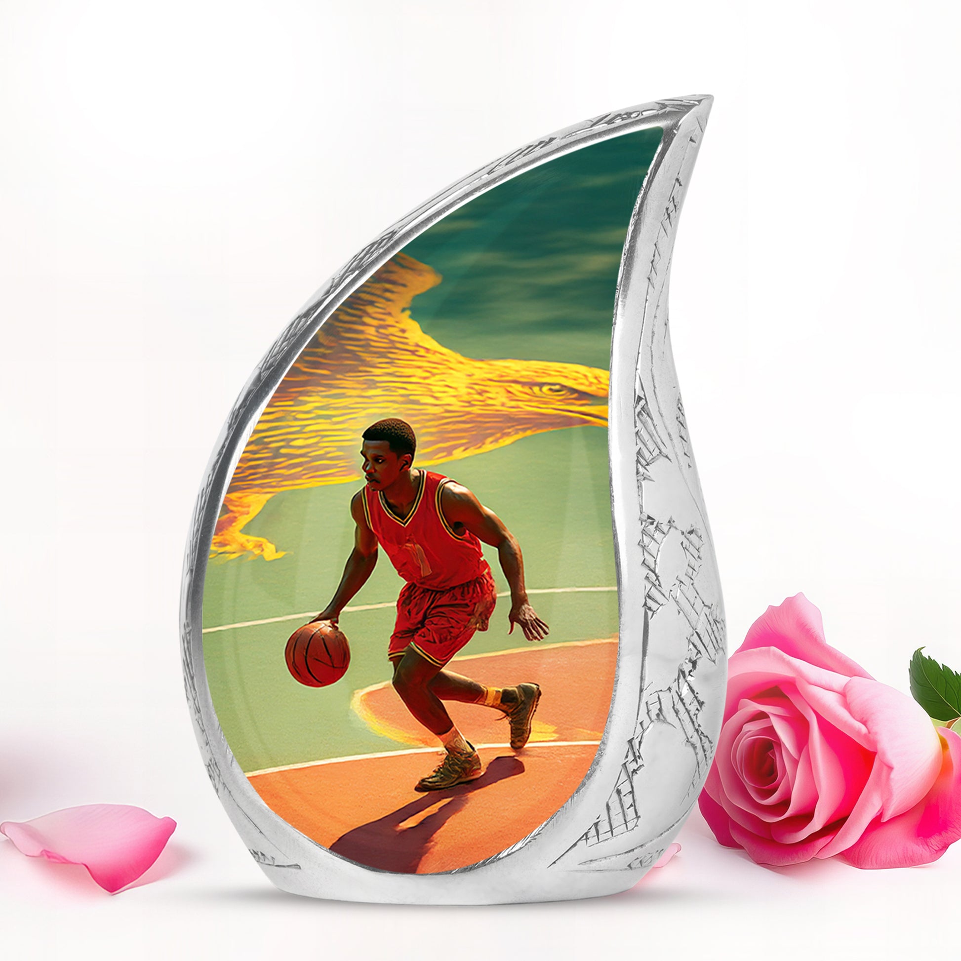 Personalized Refined Basketball Cremation Urns - Teal 10-inch, 200 cu in - Yatskia