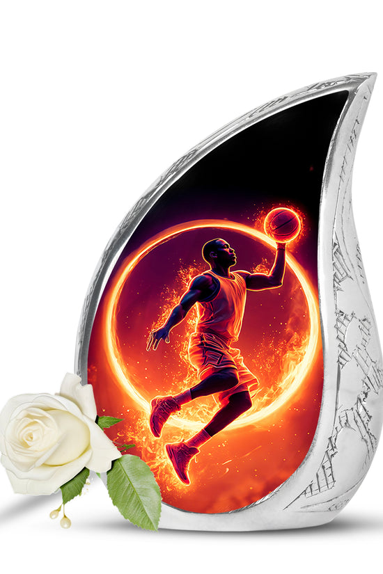 Black Basketball Cremation Urns - Glorious Devotion 10-inch, 200 cu in - Yatskia