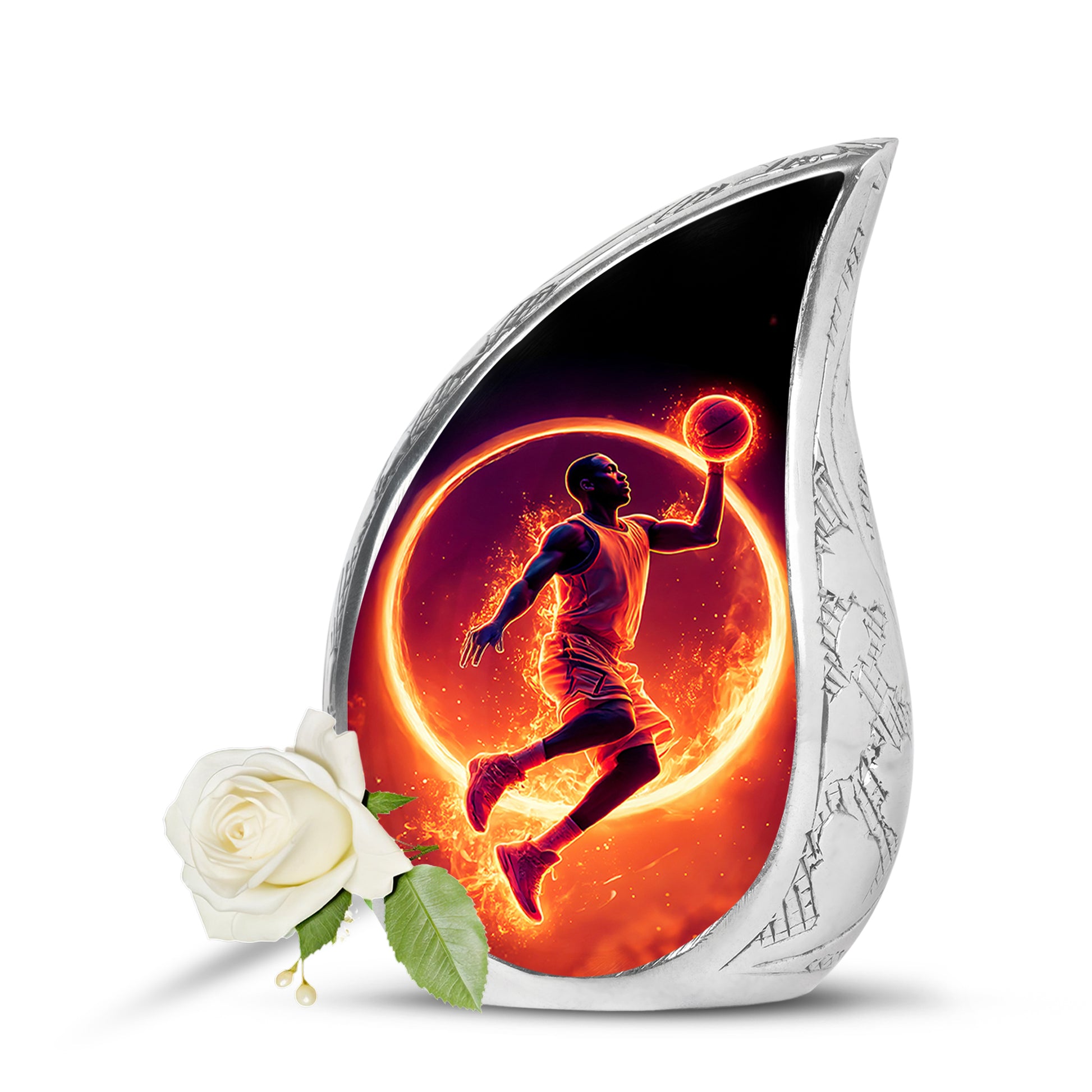 Black Basketball Cremation Urns - Glorious Devotion 10-inch, 200 cu in - Yatskia