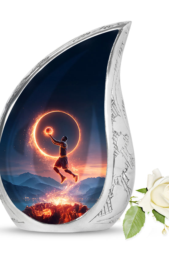 Personalized Basketball Cremation Urns - Wondrous Blue 10-inch, 200 cu in - Yatskia