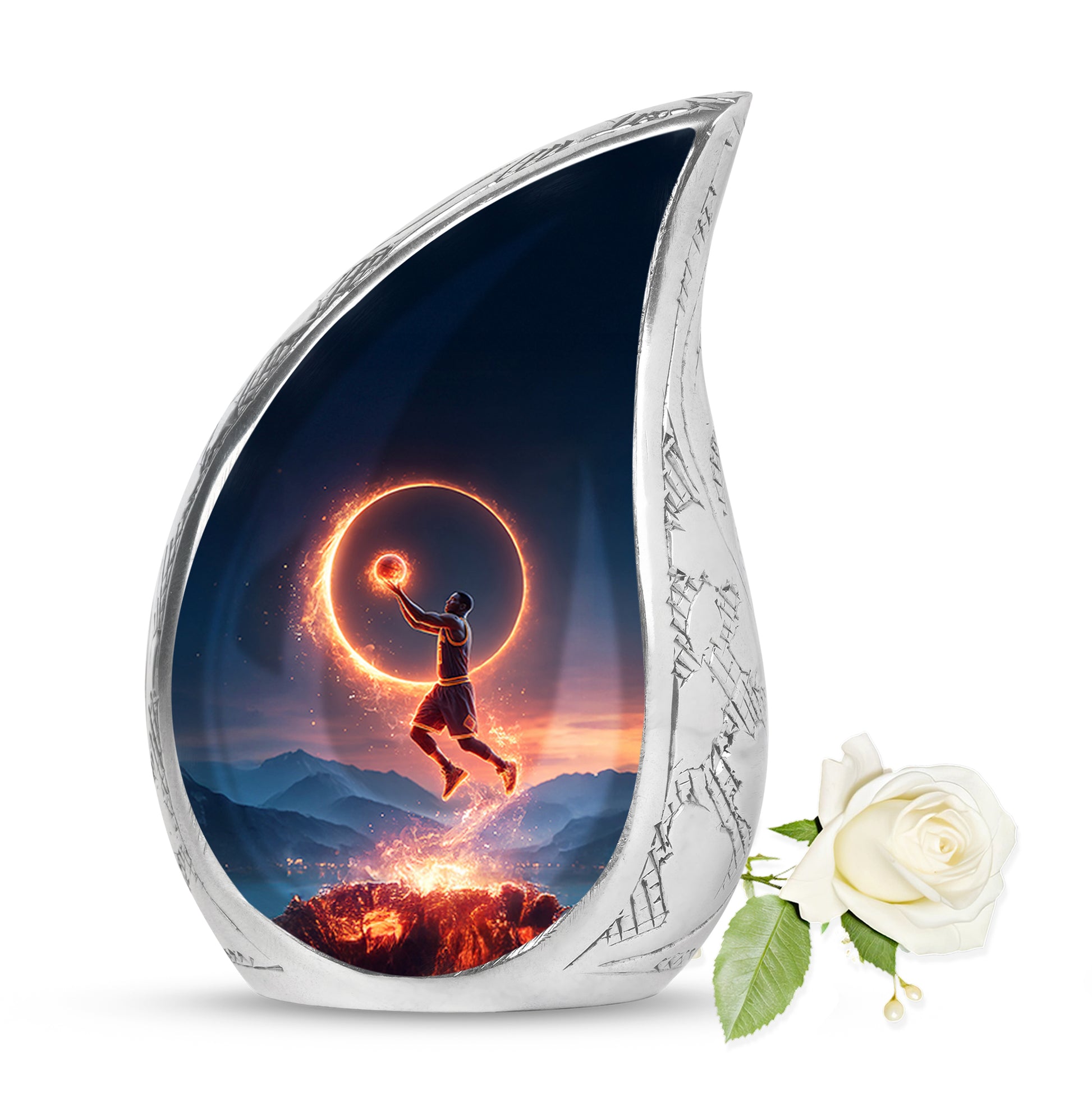 Personalized Basketball Cremation Urns - Wondrous Blue 10-inch, 200 cu in - Yatskia