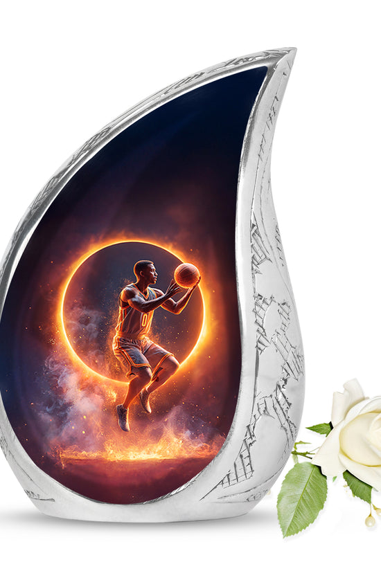Black Basketball Homage Cremation Urns for Human Ashes - 10-inch, 200 cu in - Yatskia