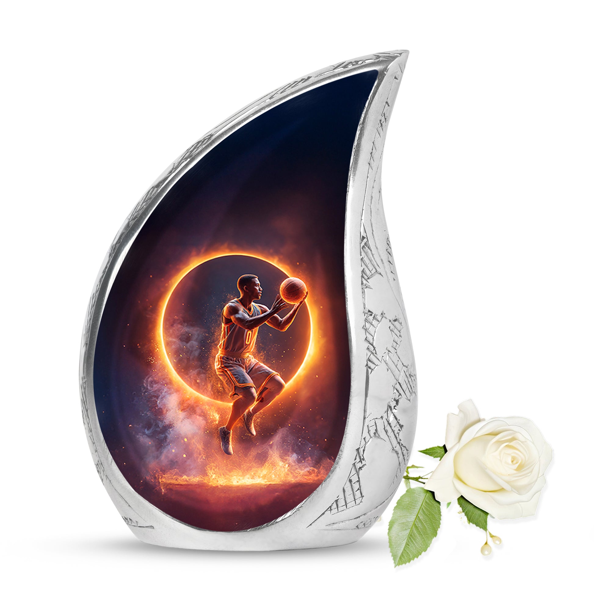 Black Basketball Homage Cremation Urns for Human Ashes - 10-inch, 200 cu in - Yatskia