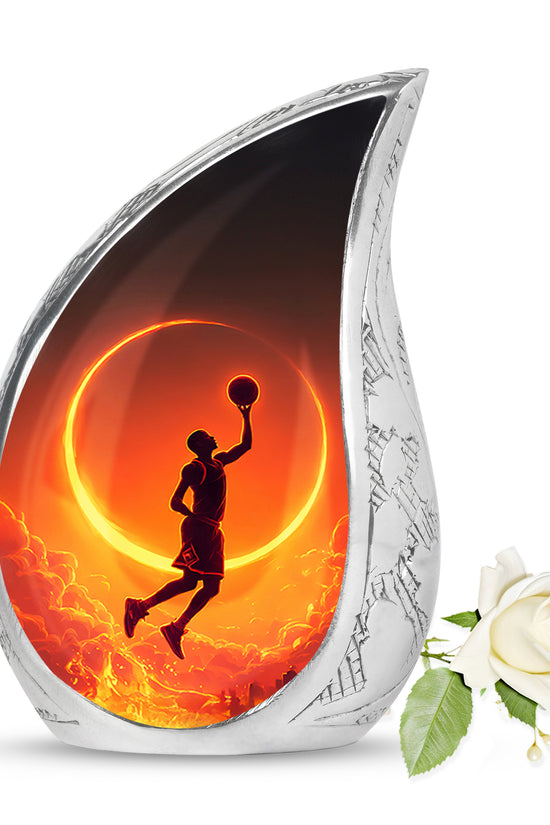 Black Basketball Tribute Cremation Urns for Human Ashes - 10-inch, 200 cu in - Yatskia