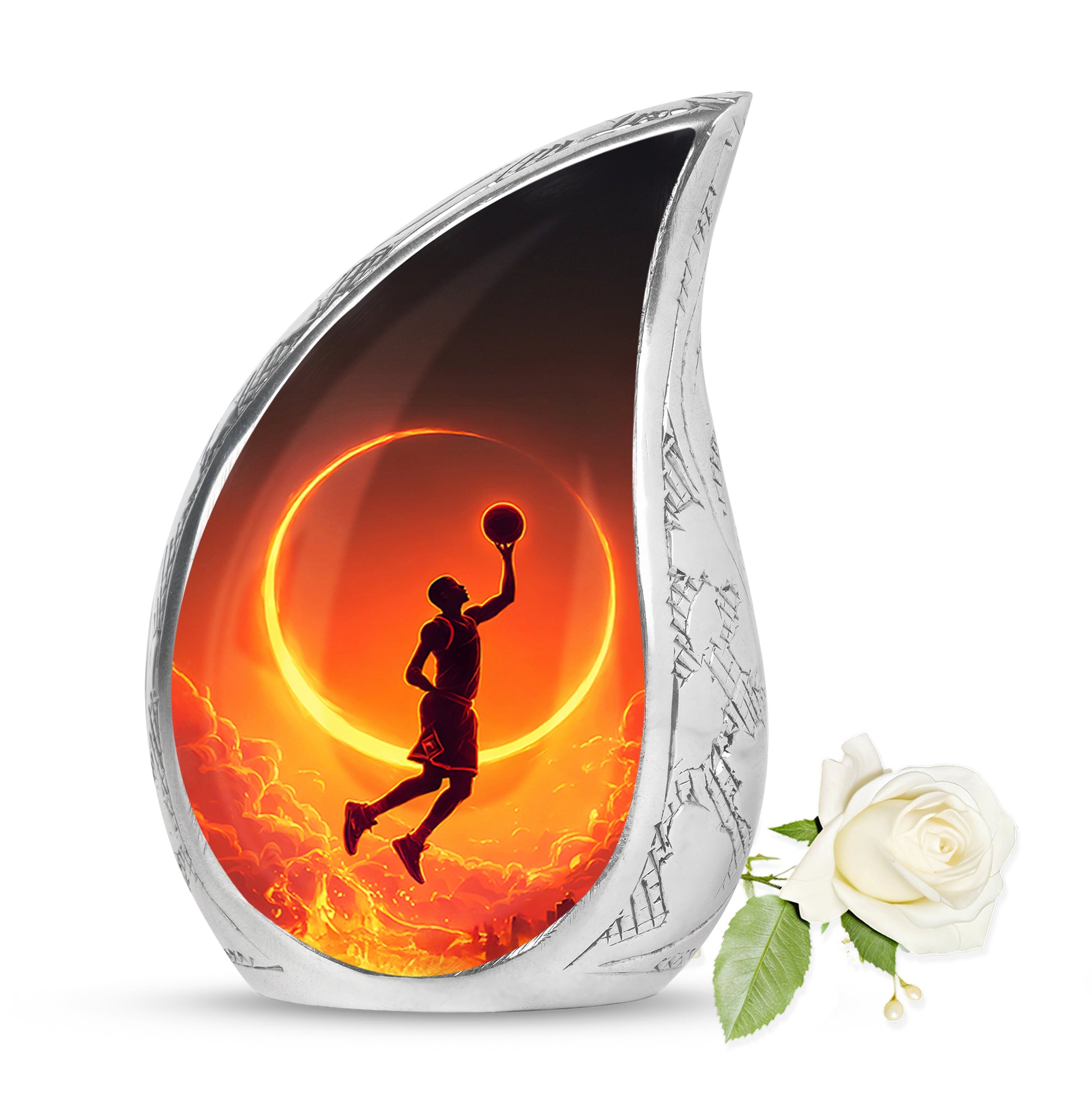 Black Basketball Tribute Cremation Urns for Human Ashes - 10-inch, 200 cu in - Yatskia