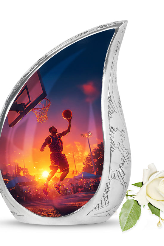 Blue Resounding Basketball Memorial Urn for Ashes - 10-inch, 200 cu in - Yatskia