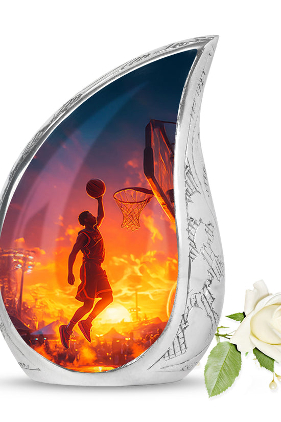 Divine Blue Basketball Cremation Urn for Ashes - 10-inch, 200 cu in - Yatskia