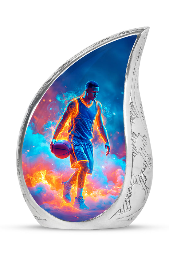 Radiant Basketball Memorial Cremation Urns - Blue 10-inch, 200 cu in - Yatskia