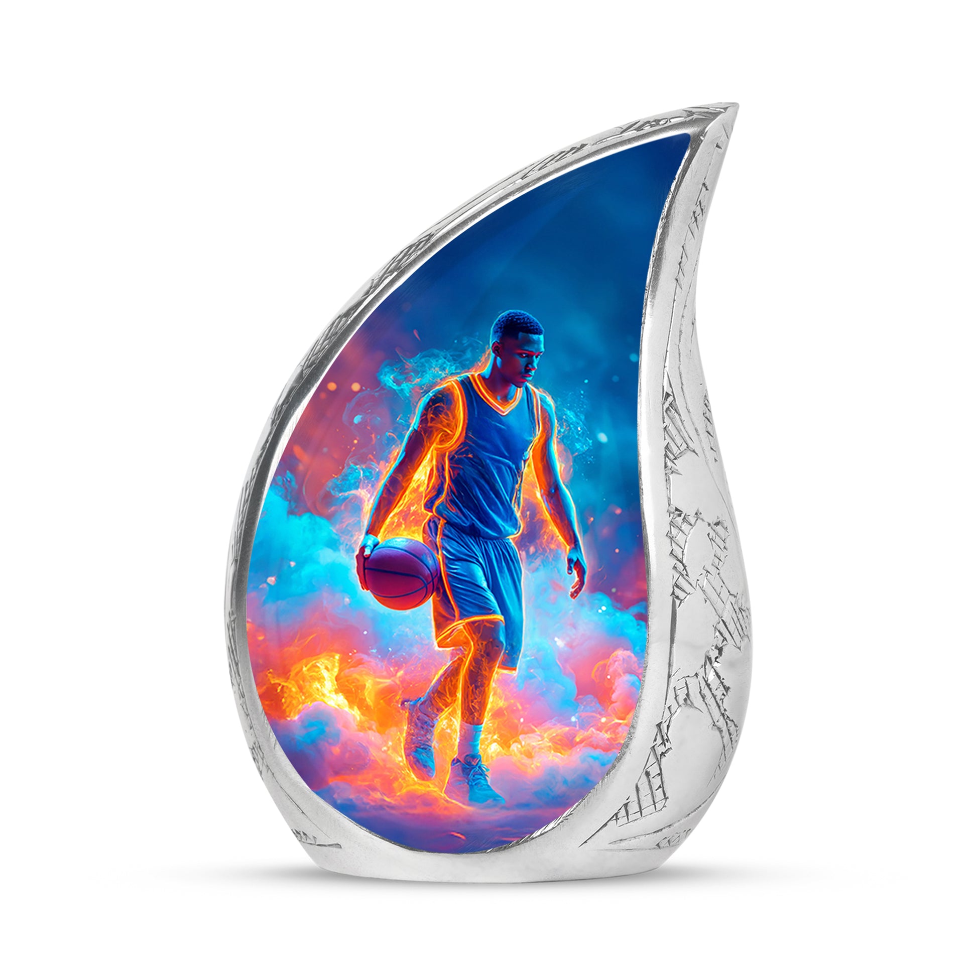 Radiant Basketball Memorial Cremation Urns - Blue 10-inch, 200 cu in - Yatskia