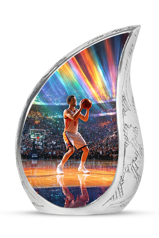 Personalized Blue Cherished Basketball Cremation Urns for Human Ashes - 10-inch, 200 cu in - Yatskia