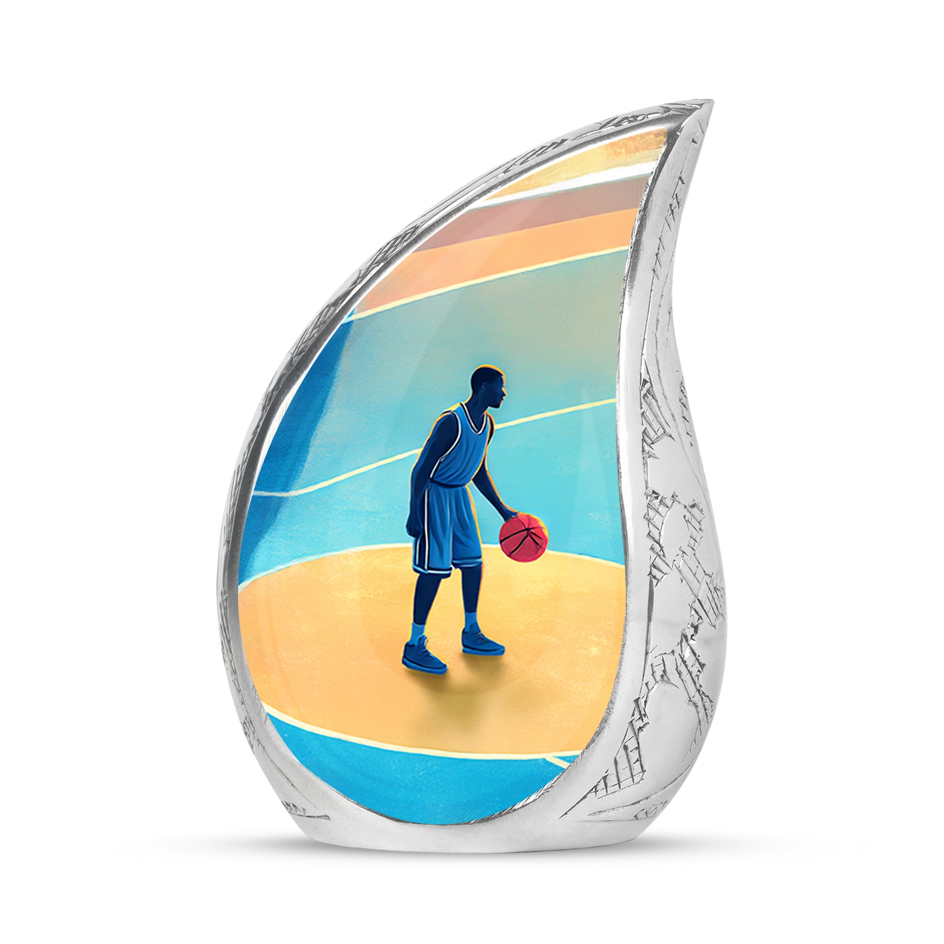 Personalized Blue Basketball Cremation Urns for Ashes - Peaceful 10-inch - Yatskia