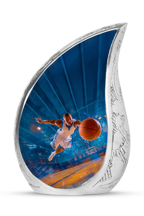 Radiant Basketball Memorial Cremation Urns - Blue 10-inch, 200 cu in - Yatskia