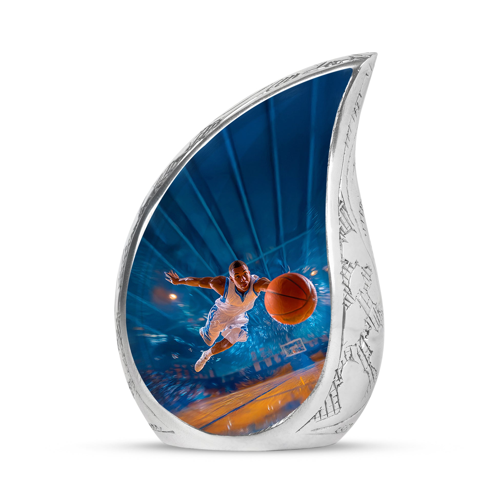 Radiant Basketball Memorial Cremation Urns - Blue 10-inch, 200 cu in - Yatskia