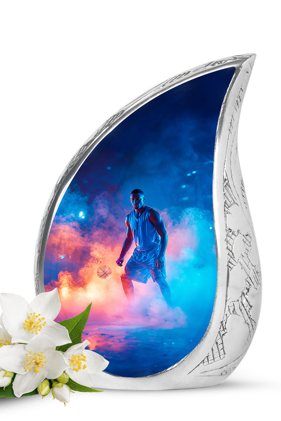 Hallowed Basketball Cremation Urns for Human Ashes - Blue 10-inch - Yatskia