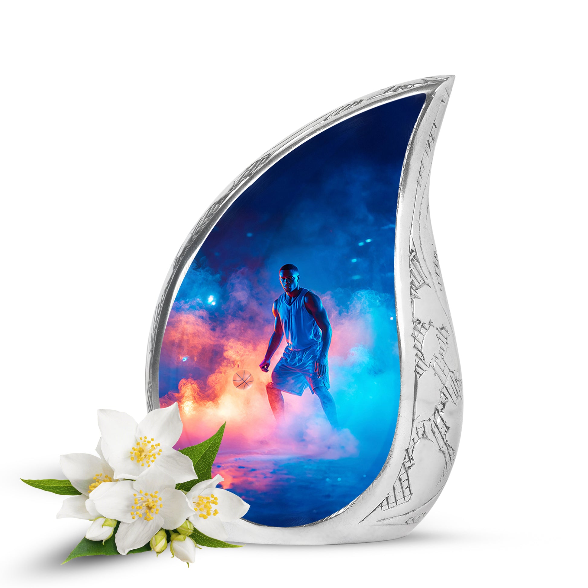 Hallowed Basketball Cremation Urns for Human Ashes - Blue 10-inch - Yatskia