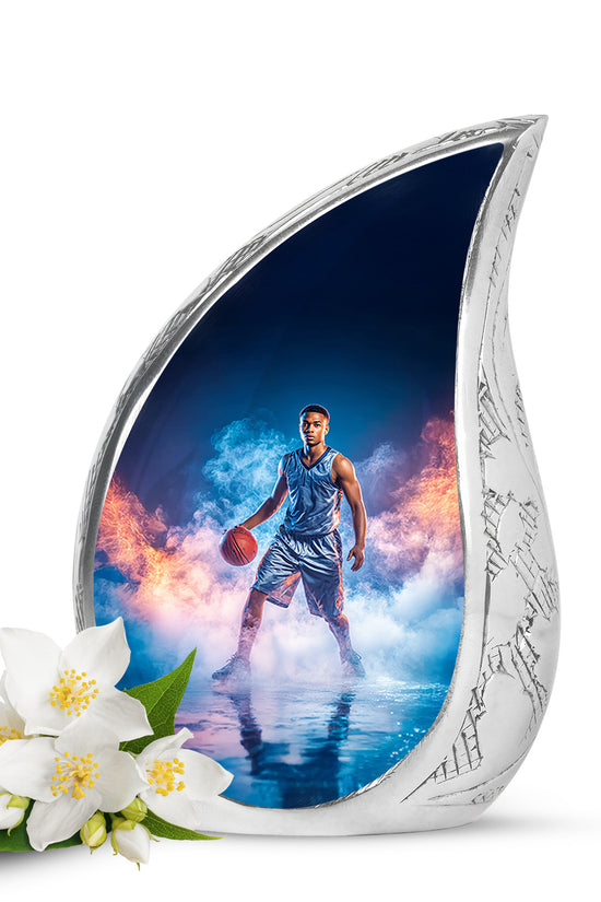 Blue Basketball Promise Cremation Urns for Human Ashes - 10-inch, 200 cu in - Yatskia