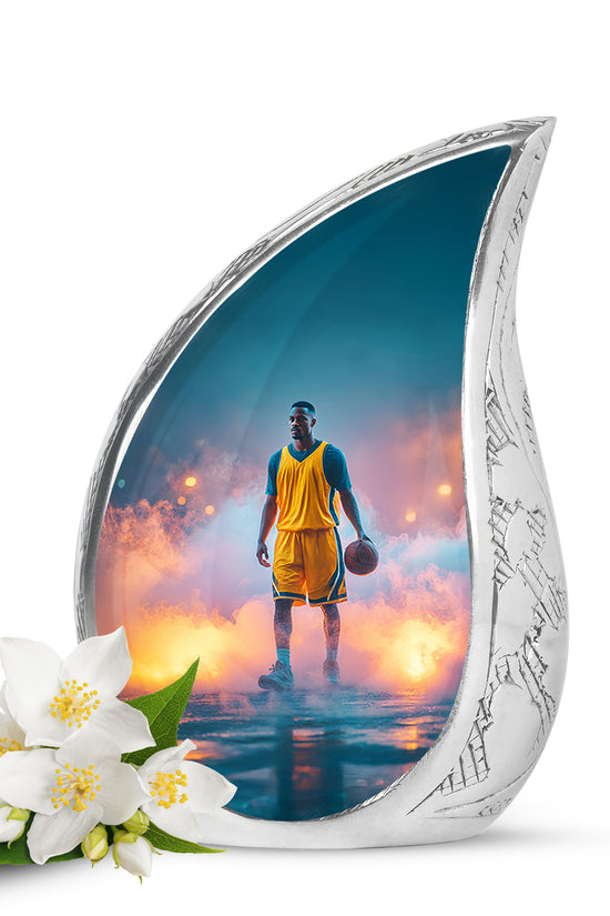 Teal Basketball Embrace Cremation Urns for Human Ashes - 10-inch, 200 cu in - Yatskia