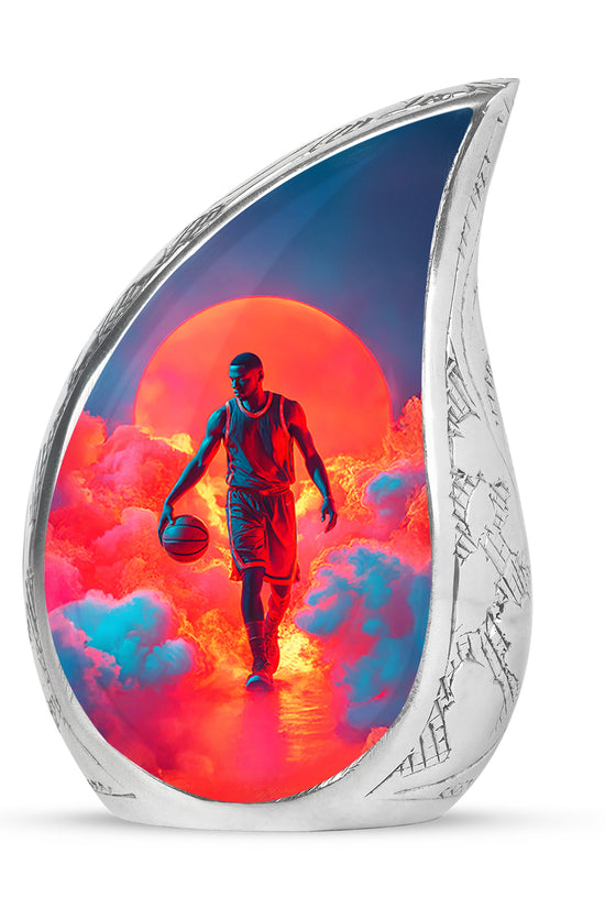 Personalized Blue Heavenly Basketball Cremation Urns for Human Ashes - 10-inch, 200 cu in - Yatskia
