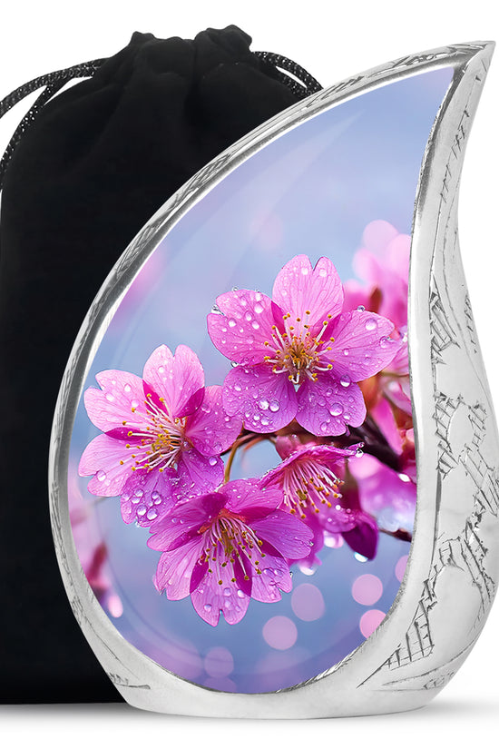 Beautiful Pink Flower Theme Memorial Urn - Beautiful Theme Memorial Urn For Mom