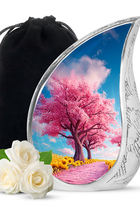 Pink Tree Memorial Urn - Decorative Funeral Urn For Human Ashes