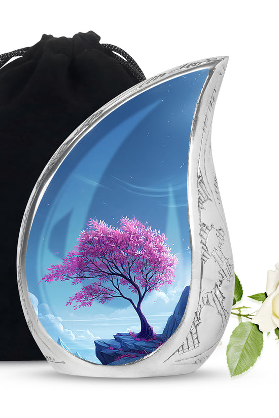 Pink Blossom Tree Cremation Urn - Beautiful Funeral Urn For Female