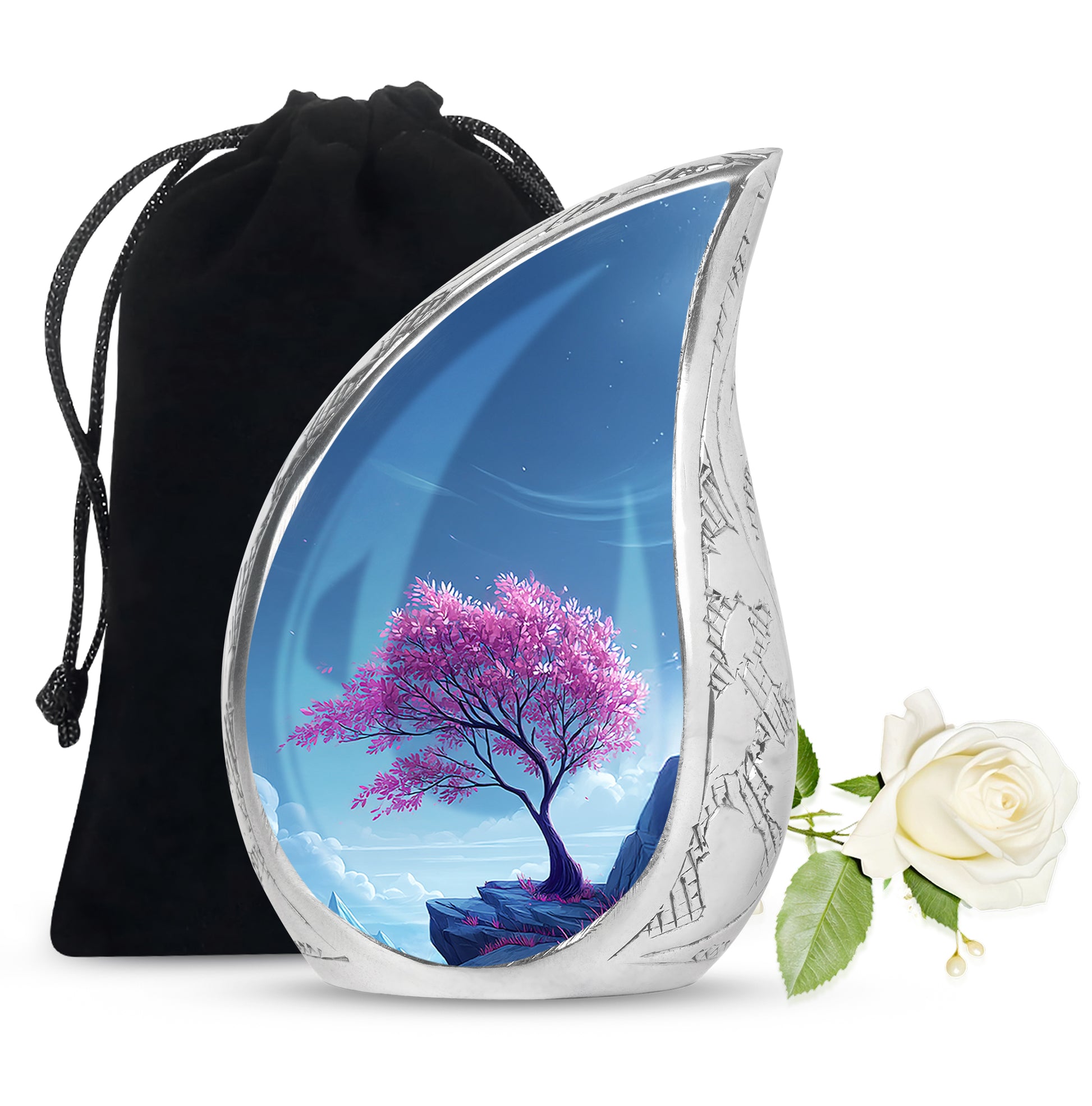 Pink Blossom Tree Cremation Urn - Beautiful Funeral Urn For Female