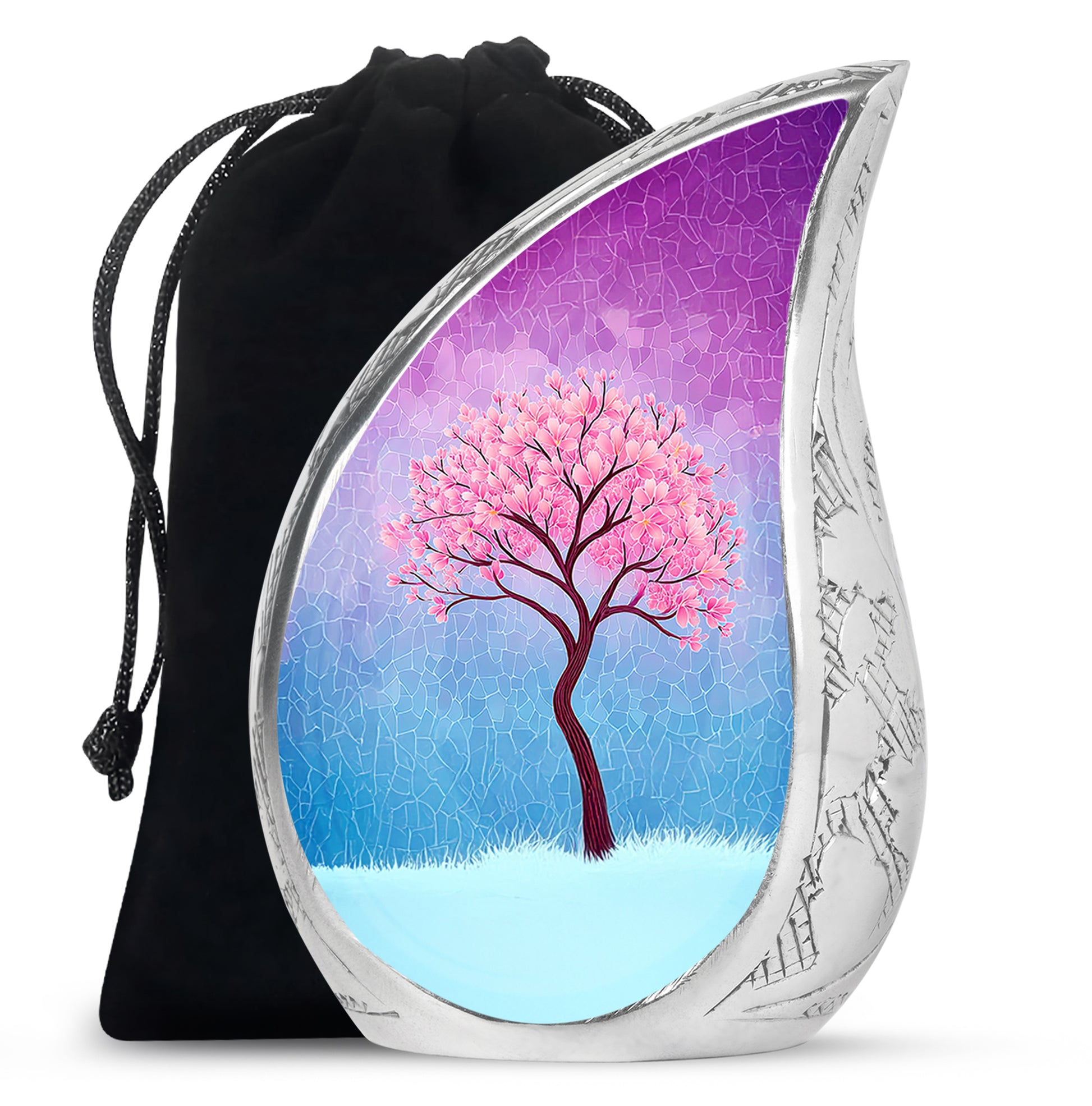 Pink Blossom Tree Cremation Urn - Artistic Memorial Urn For Female