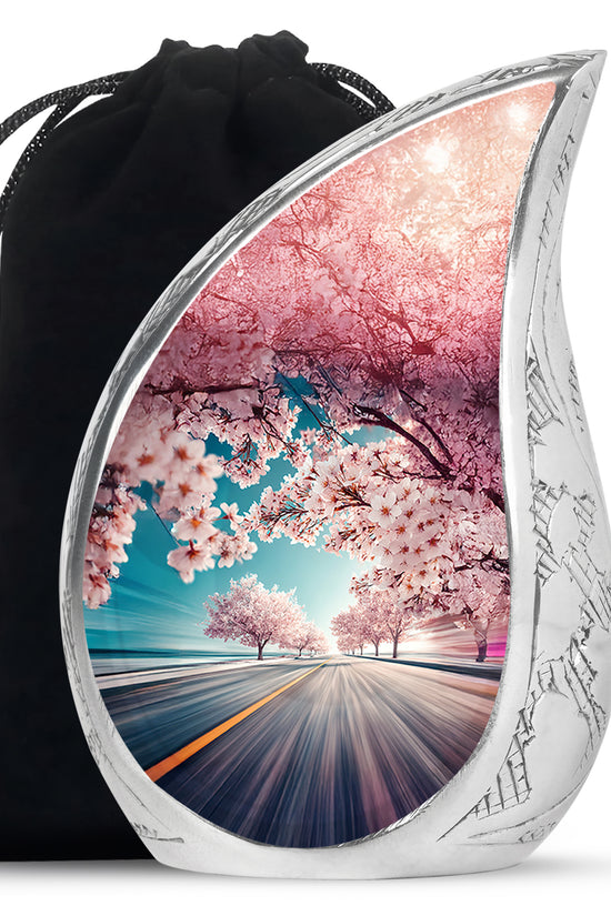 Cherry Blossom Cremation Urn - Road Funeral Urn For Loved Ones