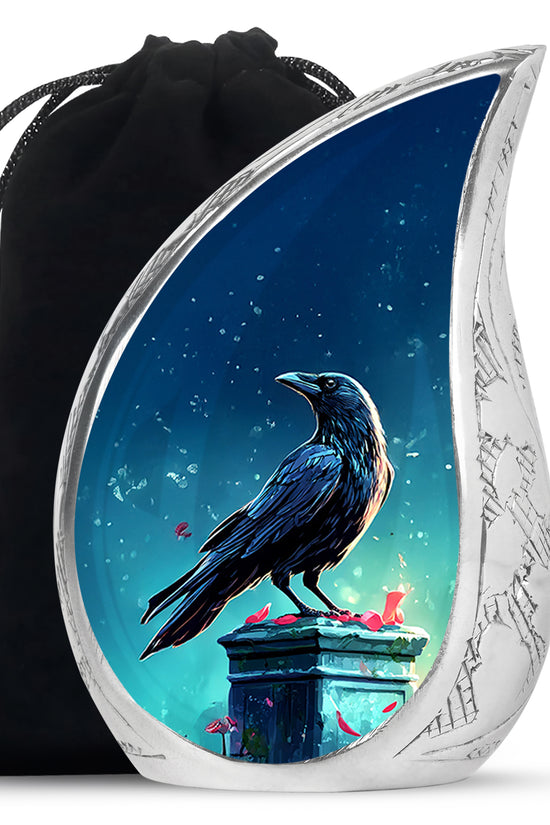 Black Raven Memorial Urn - Unique Funeral Urns For Human Ashes