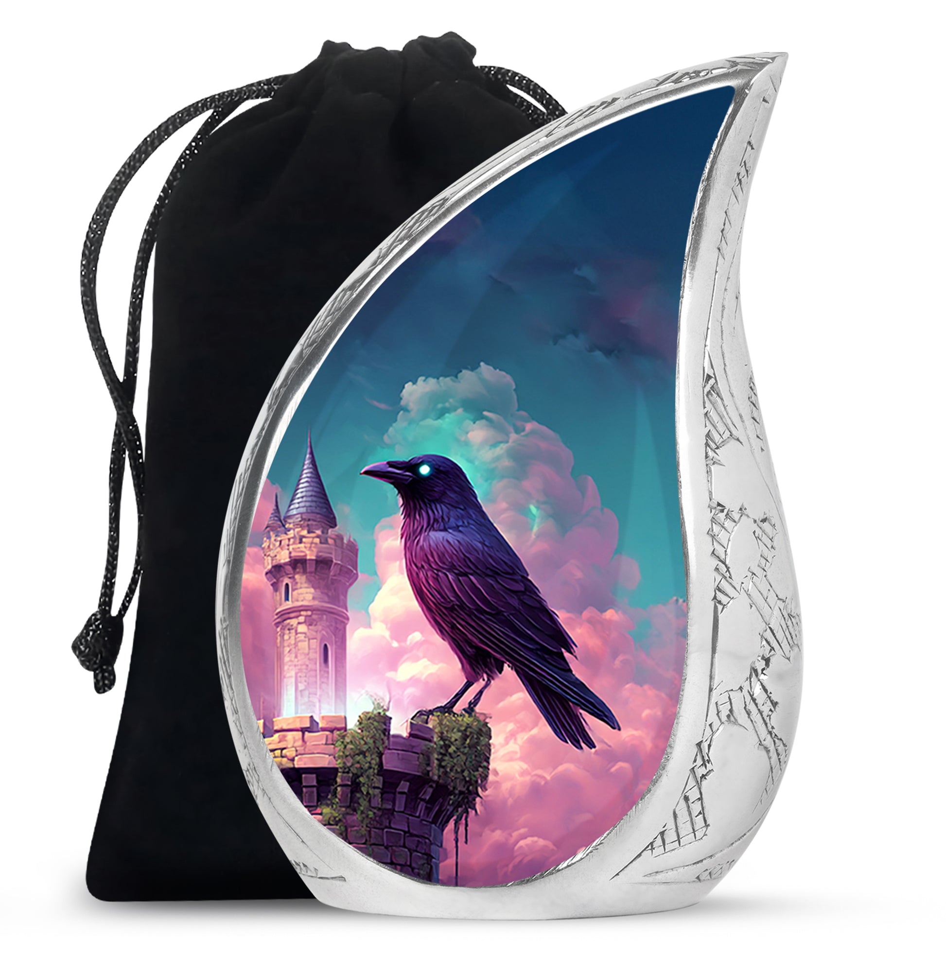 Raven Tower Memorial Urn - Bird Cremation Urn For Burial