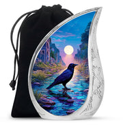 Moonlight Raven Cremation Urn - Elegant Funeral Urn For Ashes