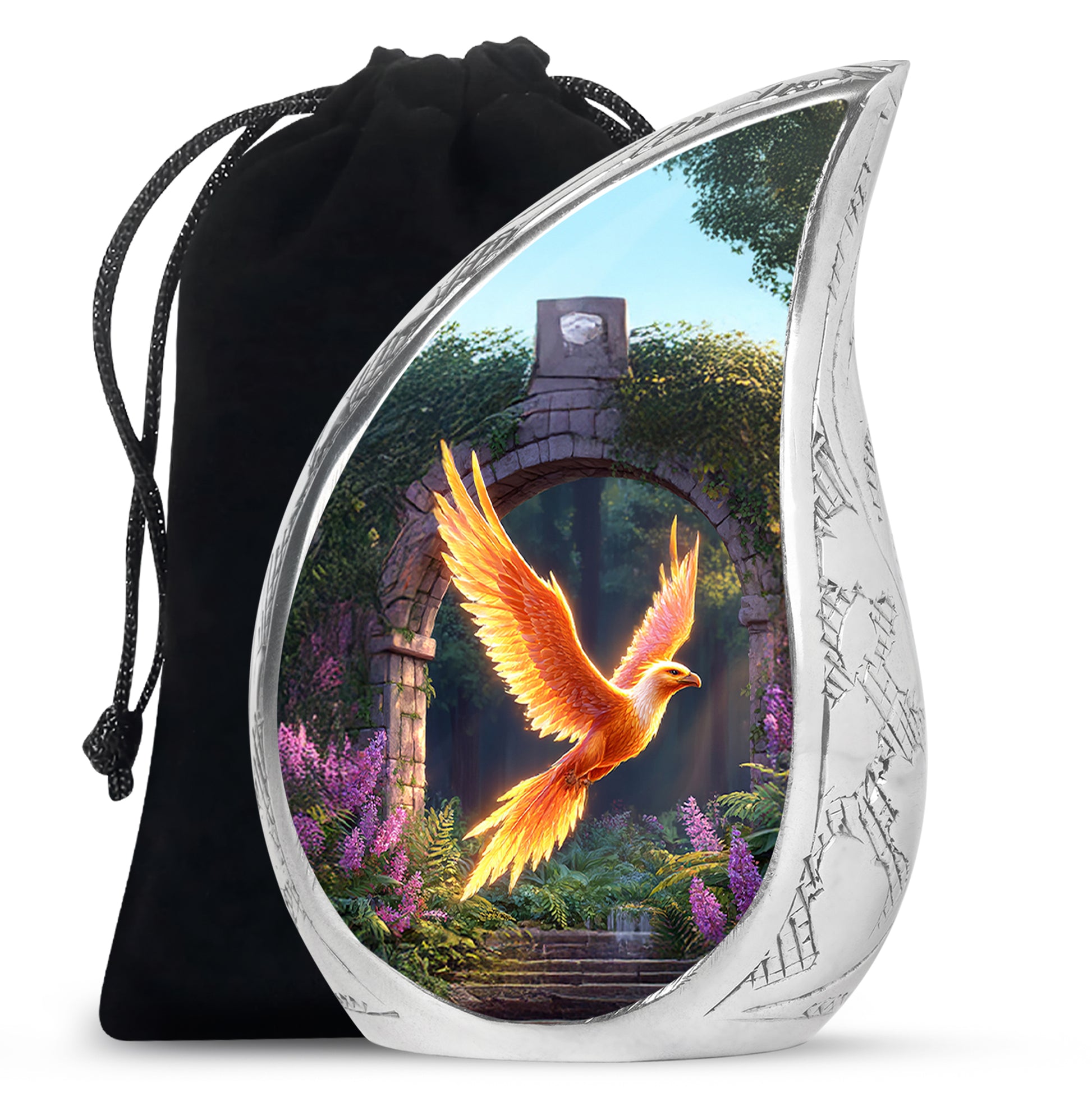 Phoenix Bird Memorial Urn - Golden Wing Cremation Urn For Funeral Ashes