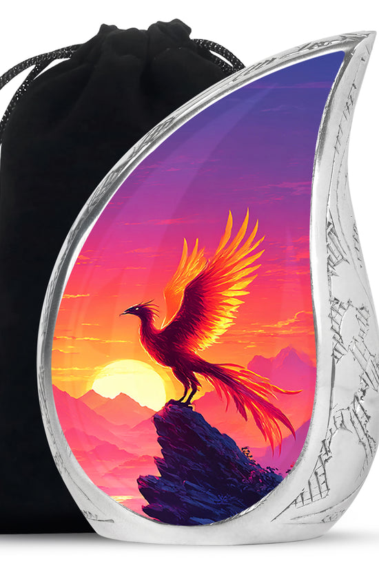 Phoenix Sunset Memorial Urn - Flaming Bird Cremation Urn For Male & Female