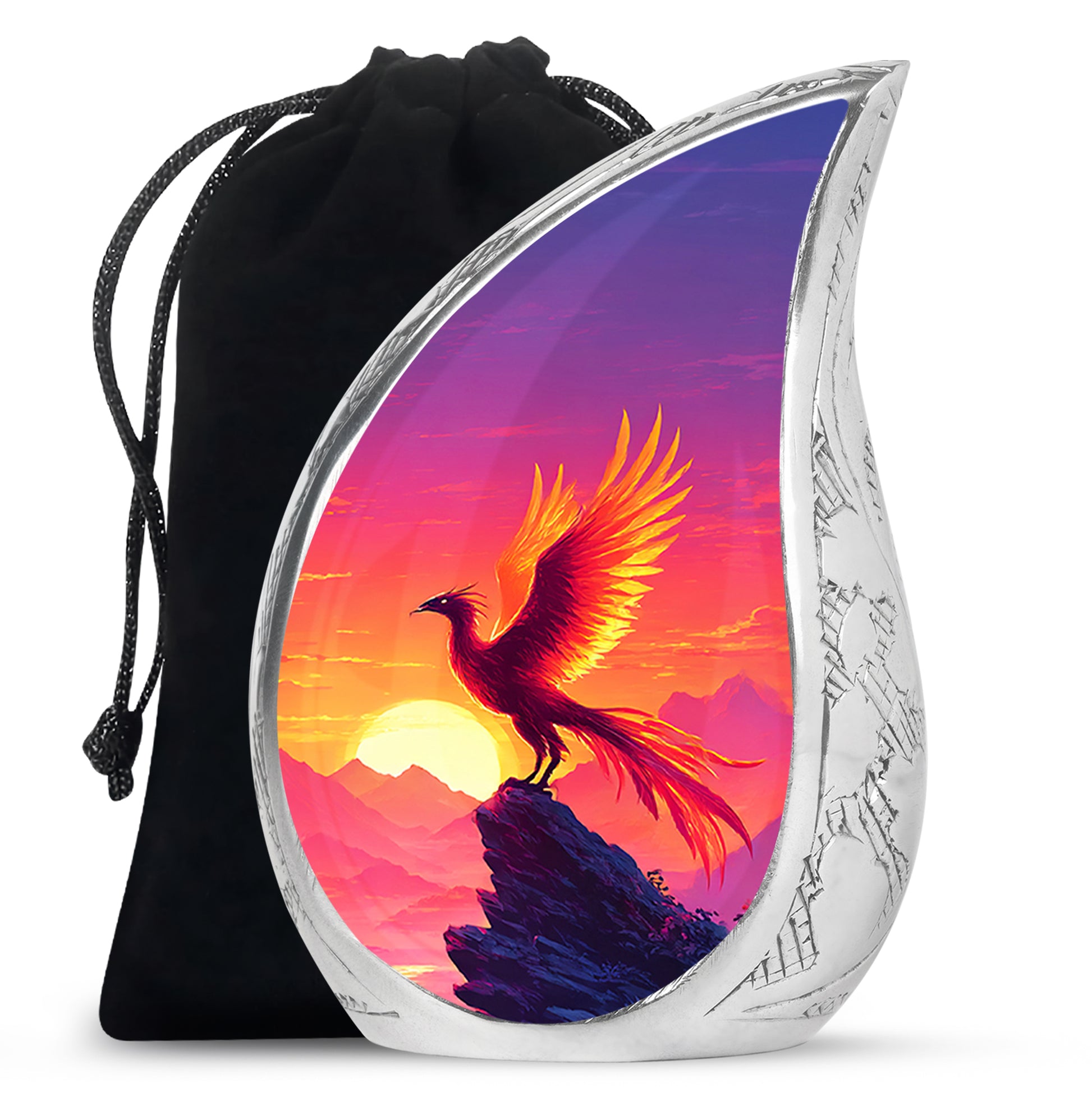 Phoenix Sunset Memorial Urn - Flaming Bird Cremation Urn For Male & Female