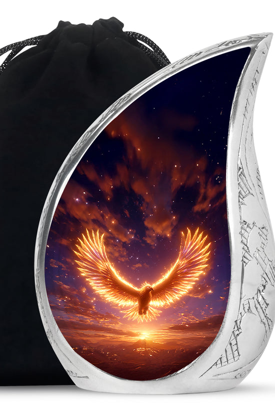 Flaming Phoenix Funeral Urn For Ashes - Sunset Cremation Urn For Burial