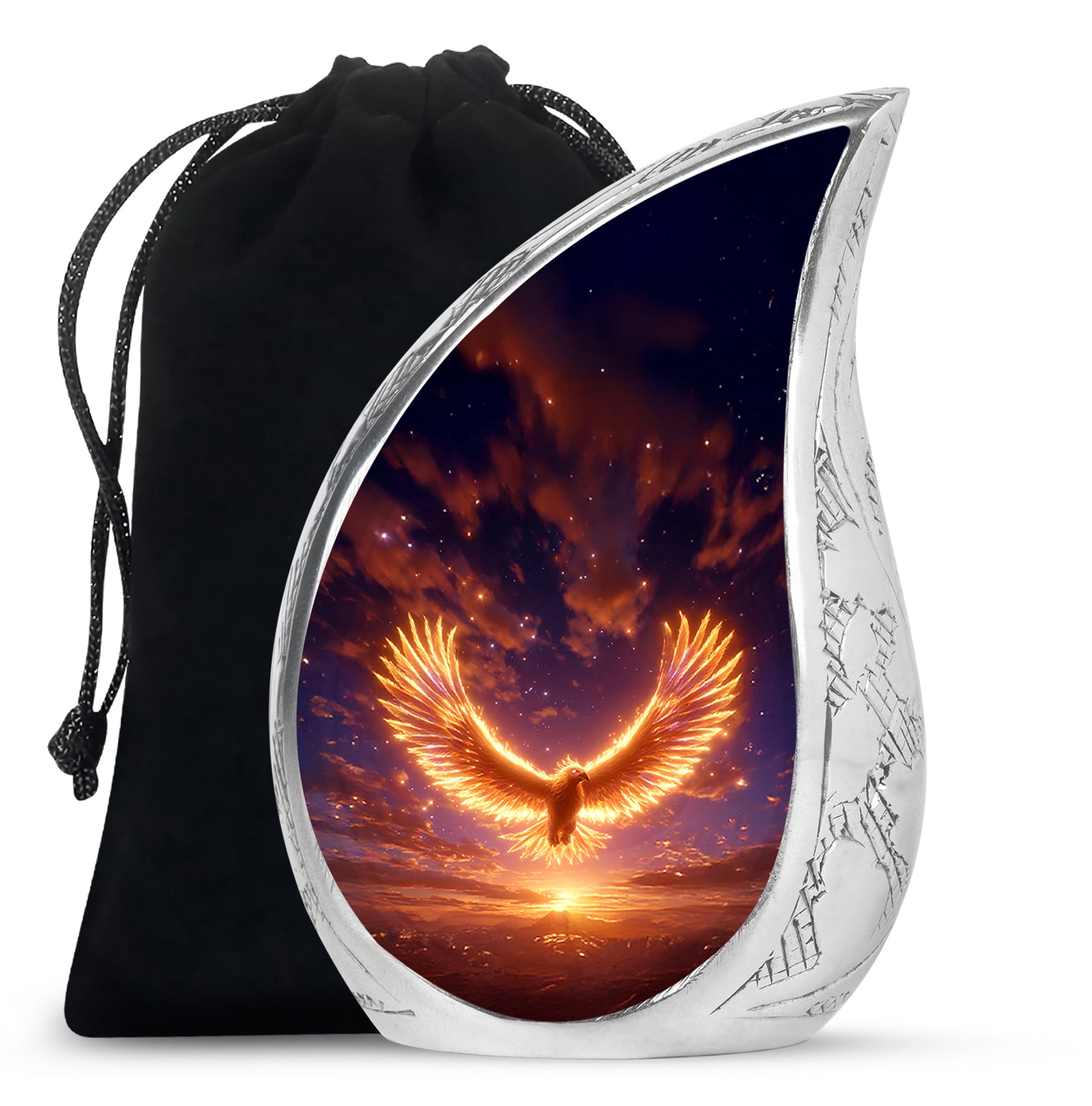 Flaming Phoenix Funeral Urn For Ashes - Sunset Cremation Urn For Burial