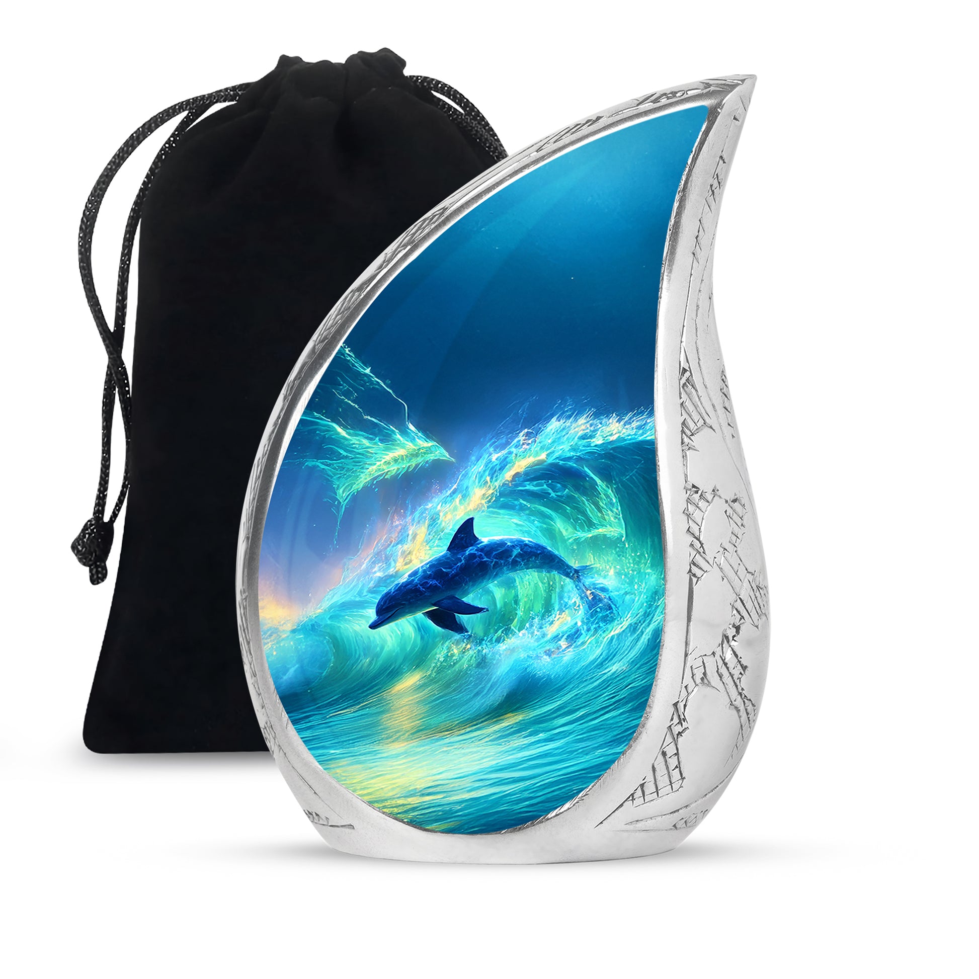 Blue Dolphin Memorial Urn - Ocean Theme Cremation Urn For Loved Ones