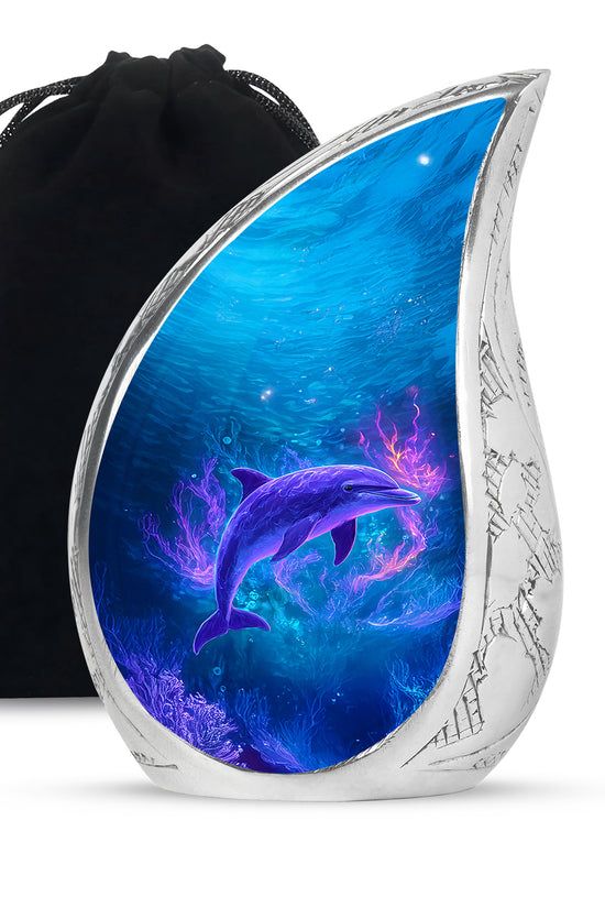 Neon Dolphin Cremation Urn - Fantasy Funeral Urn For Human Ashes