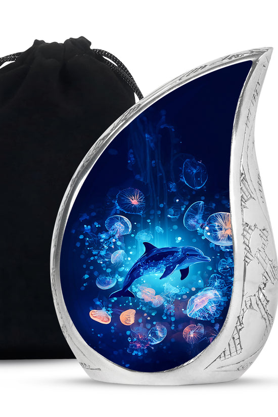 Blue Dolphin Cremation Urn - Ocean Funeral Urn For Loved Ones
