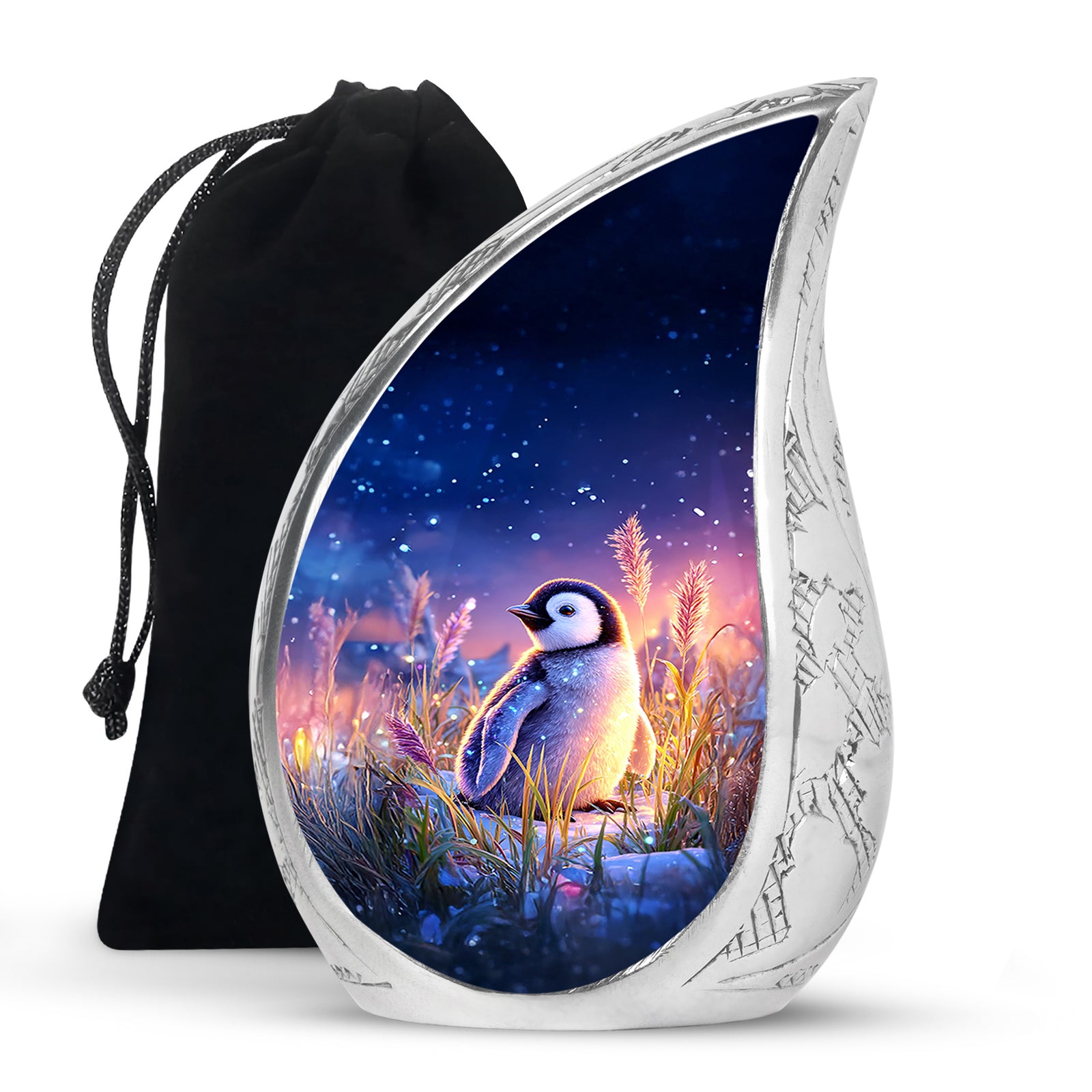 Blue Baby Penguin Urn - Decorative Memorial Urns For Human Ashes