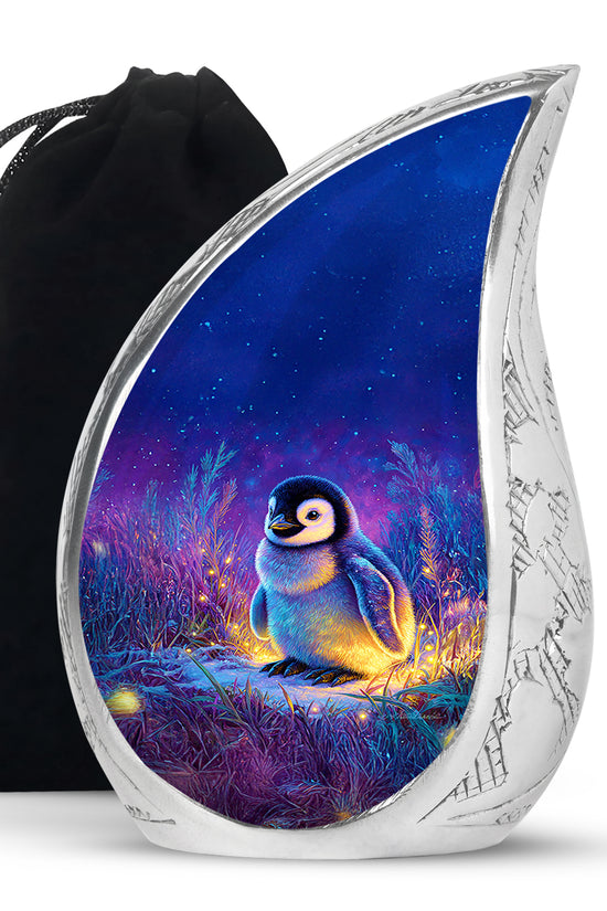 Baby Penguin Night Scenic Urn - Burial Container Urns For Human Ashes