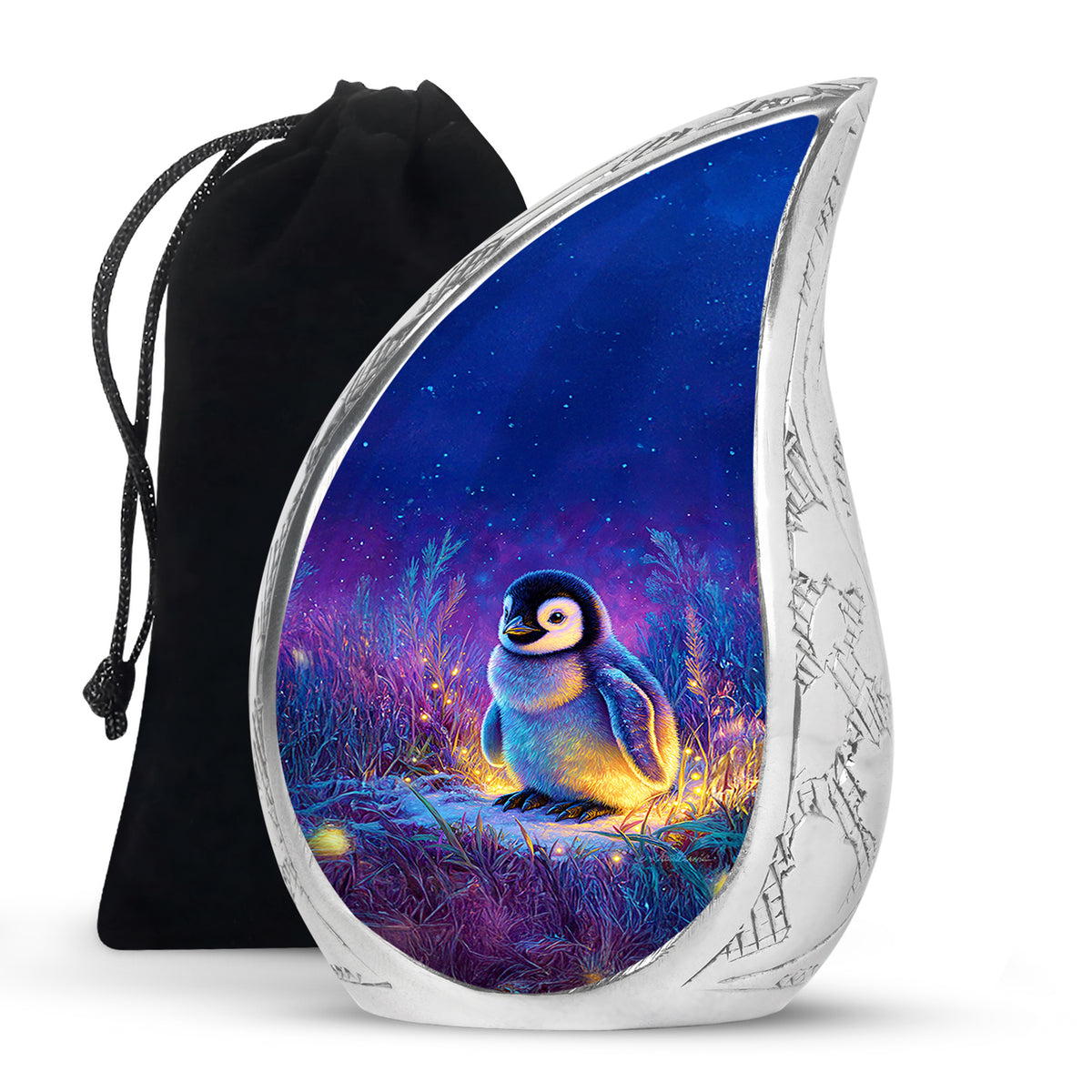 Baby Penguin Night Scenic Urn - Burial Container Urns For Human Ashes