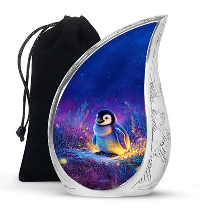 Baby Penguin Night Scenic Urn - Burial Container Urns For Human Ashes