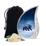 Blue Bear Cremation Urn - Tribal Wildlife Memorial Urn For Ashes