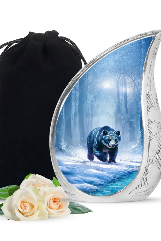 Arctic Bear Cremation Urn - Snow Forest Memorial Urn For Burial