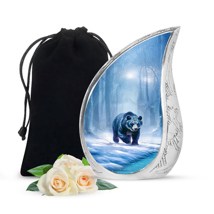 Arctic Bear Cremation Urn - Snow Forest Memorial Urn For Burial