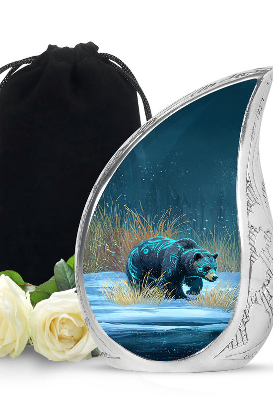 Majestic Snow Bear Funeral Urn - Nature Memorial Urn For Loved Ones