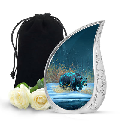 Majestic Snow Bear Funeral Urn - Nature Memorial Urn For Loved Ones
