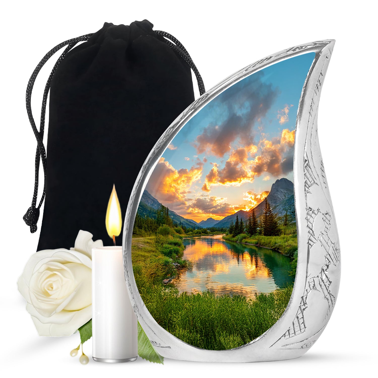 Sunset Lake MemorialUrn - Beautiful Nature Funeral Urn For Loved Ones