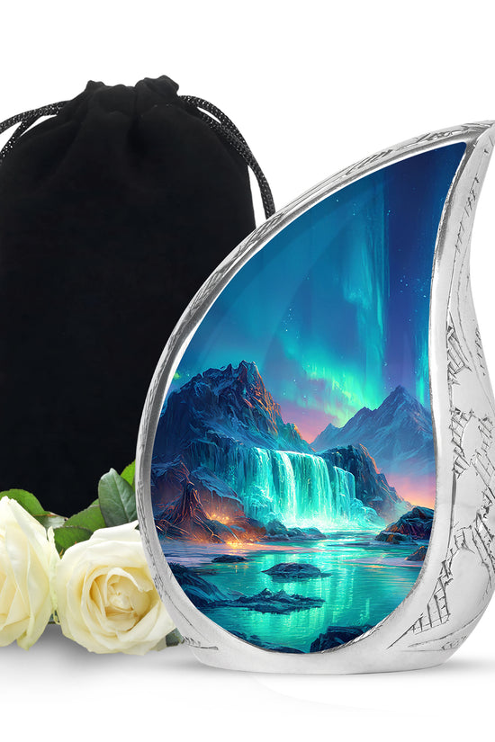 Nature Waterfall Cremation Urn - Beautiful Mountain Urn For Male & Female